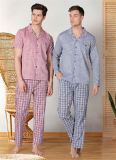 Poleren 6430 Erkek Yazlık Kısa Kol Pijama Takımı - Lacivert - 3