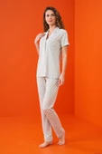 Pjs 23203 Kadın Düğmeli Desenli Pijama Takım - 3