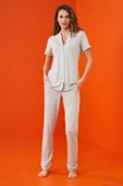 Pjs 23203 Kadın Düğmeli Desenli Pijama Takım - 2