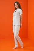 Pjs 23203 Kadın Düğmeli Desenli Pijama Takım - 4