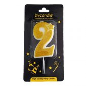 2 Yaş Simli Rakam Mum ALTIN GOLD 2 Yaş Doğum Günü Mumu 2 Yaş Mumu - 1