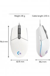 Logitech G102 Beyaz Lightsync Gaming Mouse + Oem Gaming Mouse Pad 40x30cm - 6