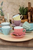 Keramika Keraart Soft Rainbow Badem Çay Fincan Takımı 12 Parça 6 Kişilik thumbnail 1