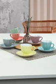Keramika Keraart Soft Rainbow Badem Çay Fincan Takımı 12 Parça 6 Kişilik thumbnail 2