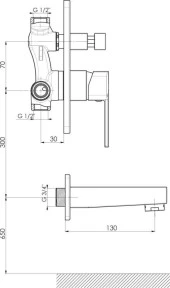GPD Pedra MAB160-S Ankastre Siyah Banyo Bataryası thumbnail 2
