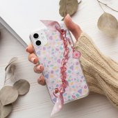 General Mobile GM 21 Pro Kılıf Color Pattern Pembe Çiçekli Puantiye Desenli Zincirli - 2