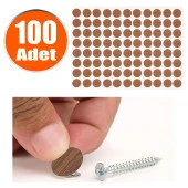 Yapışkanlı Vida Tapası Tıpası Ceviz Renk Vida Kapatıcı Kapağı (100 ADET) thumbnail 1