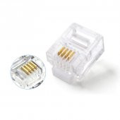 PrimeX PX-6P4C RJ11 4 Pinli Konnektör, RJ11 Jack, 6P4C Jack, RJ11 Telefon Kablo Ucu 100 lü Paket - 1