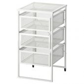 3 Katlı Evrak Rafı-Makyaj Düzenleme Çekmecesi IKEA 30x56 cm Metal 3 Katlı Raf Beyaz - 1