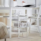 3 Katlı Evrak Rafı-Makyaj Düzenleme Çekmecesi IKEA 30x56 cm Metal 3 Katlı Raf Beyaz - 6