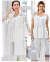 Duchesse 3008 Ecru Hamile Lohusa 3 Lü Pİjama Sabahlık Tk - 7