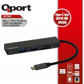 Qport Q-TU4 Type-C to USB 3.0 3Port+SD +Micro SD +Type-C Çevirici - 1
