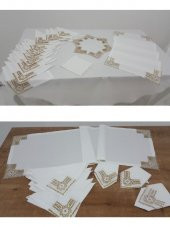 Finezza Batik Gold Dantelli Pamuk Kumaş Beyaz Mutfak Takımı 17 Parça - 997 - 1