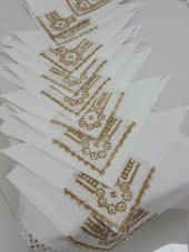 Finezza Batik Gold Dantelli Pamuk Kumaş Beyaz Mutfak Takımı 17 Parça - 997 - 2
