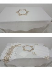 Finezza Batik Gold Dantelli Pamuk Kumaş Beyaz Mutfak Takımı 17 Parça - 997 - 4