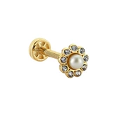 Altın İnci Tragus Piercing 14 Ayar - 2