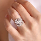 Beyaz Altın Baget Yüzük Grek - 1