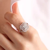 Beyaz Altın Baget Yüzük Çift Kol Form thumbnail 1