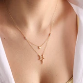 Altın Yıldız Kolye Çift Yıldız thumbnail 1