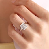 Beyaz Altın Baget Yüzük Özel Tasarım - 1