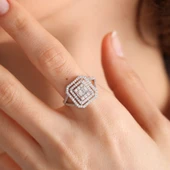 Beyaz Altın Baget Yüzük Çift Kol Form thumbnail 2