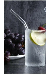 6 Adet Eğimli Şeffaf Cam Pipet, 6' Lı Pipet -20 Cm thumbnail 1