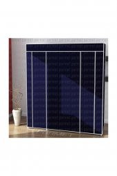 beyazpazar Çelik Metal Profilli Bez Dolap 12 Raflı + 60 Cm. Askılıklı Bez Dolap Portatif Bez Dolap Lacivert - 2
