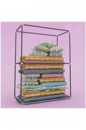 DizaynS Metal Profilli Bez Dolap Yorgan Hurcu - Gri - 2