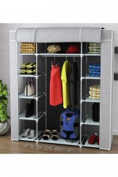 PORMET Çelik Profilli Gri Renk Bez Dolap, Kumaş Gardırop - 1