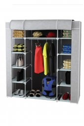 PORMET Metal Profilli Bez Dolap Portatif Bez Dolap Çift Yandan Raflı GRİ - 1