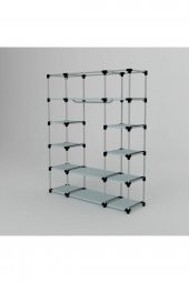 ELFİDA Siyah Çift Yandan Raflı Kaliteli Bez Dolap Siyah Yedek Plastikli - 2