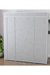 PORMET Çelik Profilli Gri Renk Bez Dolap, Kumaş Gardırop - 2