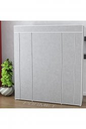 PORMET Metal Profilli Bez Dolap Portatif Bez Dolap Çift Yandan Raflı GRİ - 2