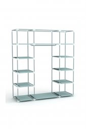 PORMET Metal Profilli Bez Dolap Portatif Bez Dolap Çift Yandan Raflı GRİ - 3