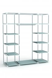 PORMET Çelik Profilli Gri Renk Bez Dolap, Kumaş Gardırop - 3