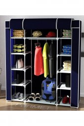 PORMET Çelik Profilli Lacivert Renk Bez Dolap, Kumaş Gardırop - 3