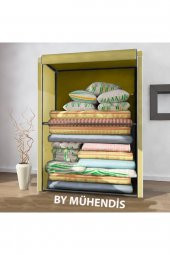 PORMET Bez Dolap Yorgan Hurcu Metal Profilli Yorgan Hurcu Portatif Bez Dolap Metal Profilli - 2