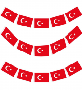 TÜRK BAYRAĞI KAĞIT İPLİ SIRALI AY YILDIZ 50Lİ 4M 8CM X 13CM - 1