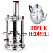 sobapark Çift Musluklu Demlik Paslanmaz Semaver Odunlu Kömürlü Semaver sobapark Çiftli Demlikli - 1