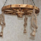 Otantik Çarşı Ahşap Halatlı Teker Avize 60 cm. 3lü - 3