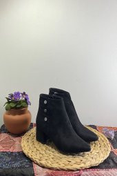 Düğme Detaylı Kadın Topuklu Bot - 11