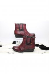 HAKİKİ DERİ ORTOPEDİK YANI LASTİKLİ DÜĞMELİ İÇİ YÜNLÜ FERMUARLI DOLGU TABAN BOT - 2