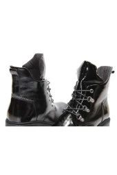 HAKİKİ DERİ KALIN ALÇAK TOPUKLU ARKASI FERMUAR DESENLİ BAĞCIKLI F. POSTAL BOT - 2