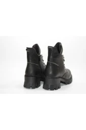 HAKİKİ DERİ KALIN ALÇAK TOPUKLU ARKASI FERMUAR DESENLİ BAĞCIKLI F. POSTAL BOT - 8