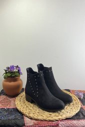 Vizon Kadın Süet  Topuklu  Bot - 5
