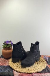 Vizon Kadın Süet  Topuklu  Bot - 7