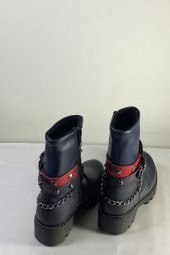 Kız Çocuk Hakiki Deri Bot Kırmızı Kemer Detaylı - 3