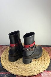 Kız Çocuk Hakiki Deri Bot Kırmızı Kemer Detaylı - 8