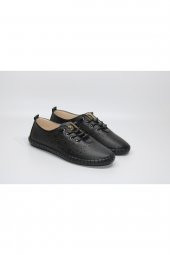 HANIMCA DÜZ TABAN LASTİK BAĞCIKLI TOPUK DİKENİ DESTEKLİ İÇ ASTAR GÜNLÜK RAHAT AYAKKABI - 1