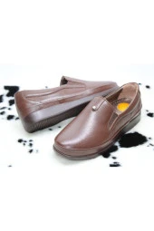 HANIMCA HAKİKİDERİ DÜZ TABAN YANI LASTİKLİ TOPUK DİKENİ JEL TABAN GÜNLÜK RAHAT AYAKKABI - 1